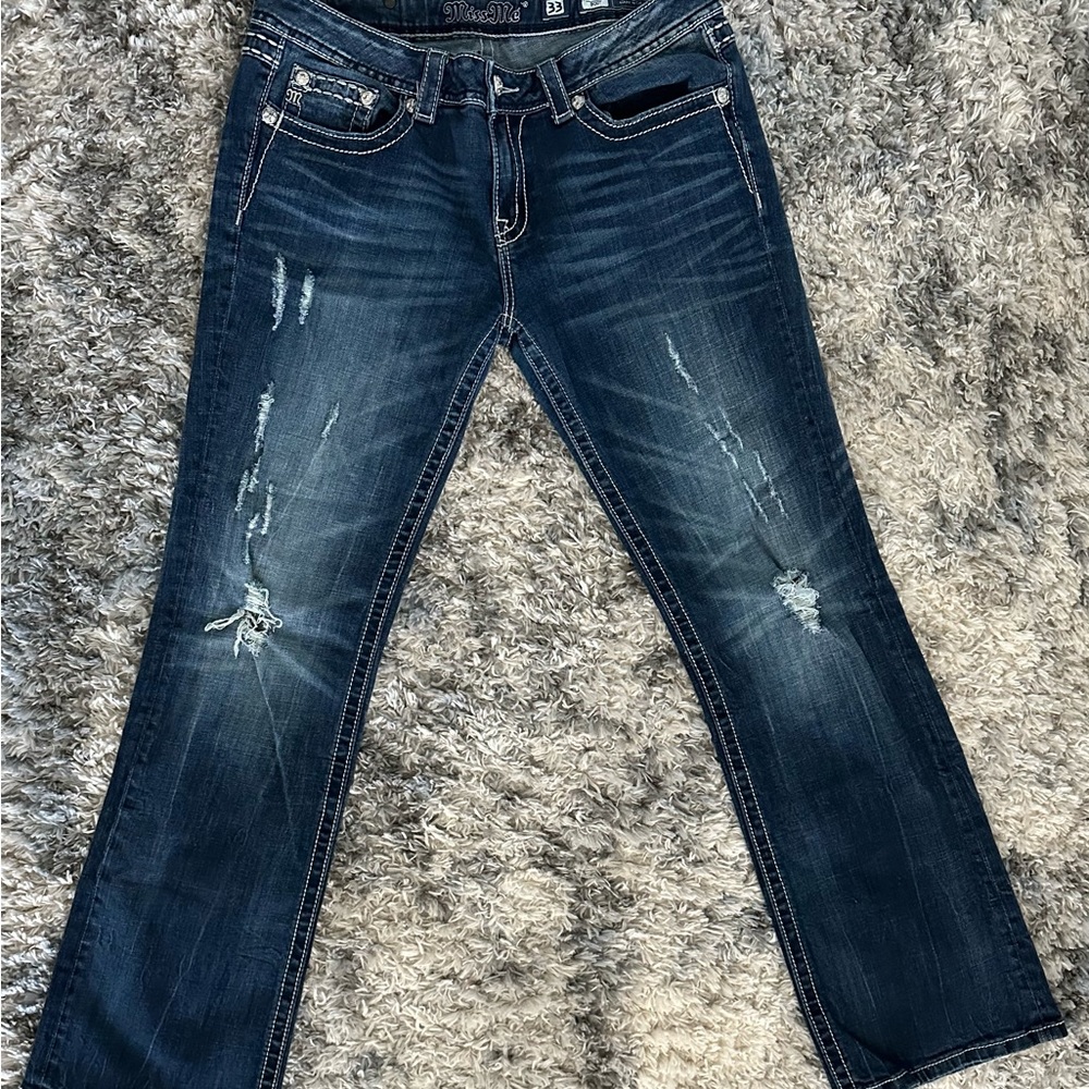 Miss Me Bootcut Jeans 33x32 Faded Light Destruction
